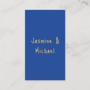 Carte D'accompagnement Beaux Noms De Couple Calligraphie Chic Bleu & Or