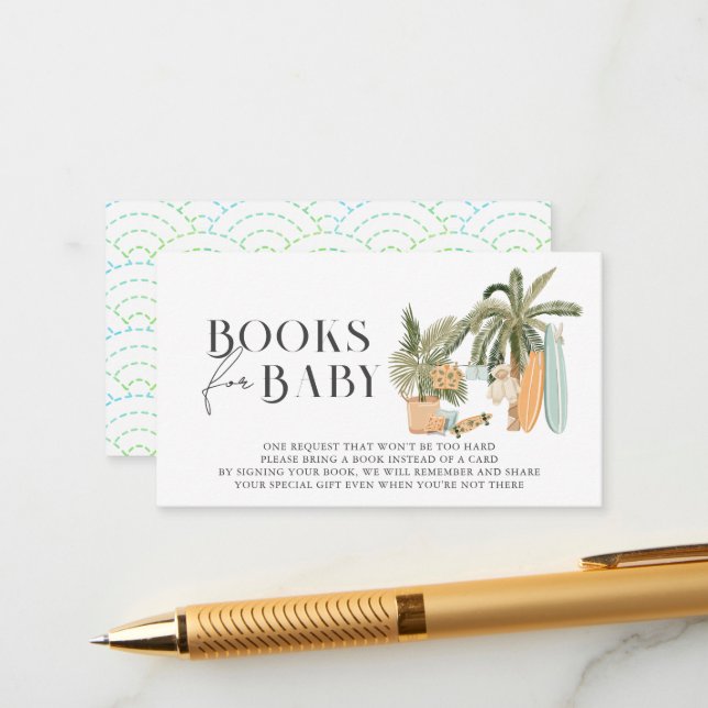 Carte D'accompagnement Bébé à bord Surf Baby shower Demande de carnet (Devant/Arrière en situation)