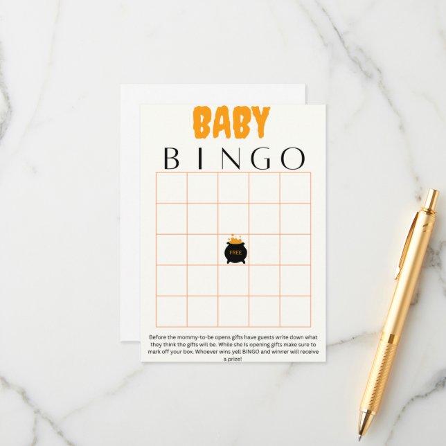 Carte D'accompagnement Bébé brassage de bingo jeu de baby shower (Devant/Arrière en situation)