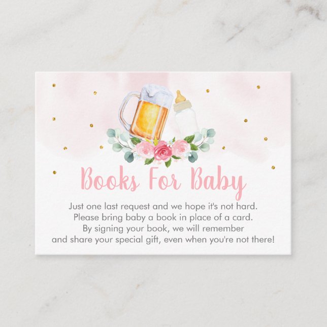 Carte D'accompagnement Bébé brasse Pink Gold Baby shower Demande de réser (Devant)