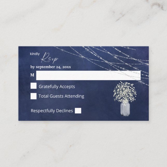 Carte D'accompagnement Bébé budget, Balle bleue 2SM Pas de repas RSVP (Devant)