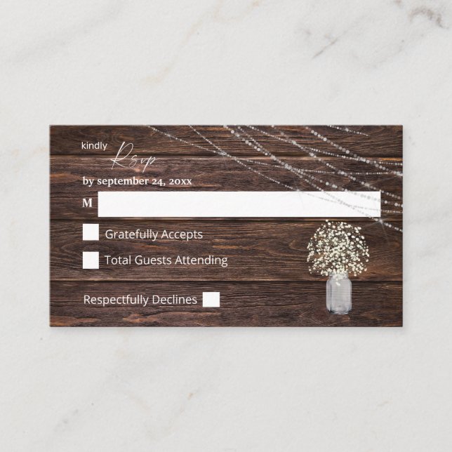 Carte D'accompagnement Bébé budget, Bois Floral 2SM Pas de repas RSVP (Devant)