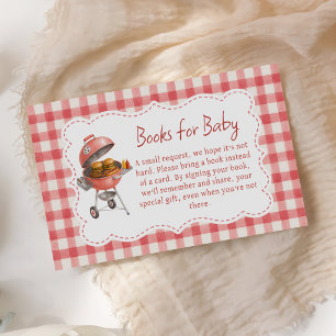 Carte D'accompagnement Bébé douche de livres de burger gingham rouge BBQ