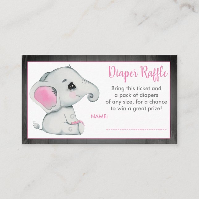 Carte D'accompagnement Bébé Eléphant billet de tombola C'est une fille ép (Devant)