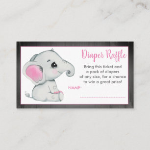 Carte D'accompagnement Bébé Eléphant billet de tombola C'est une fille ép
