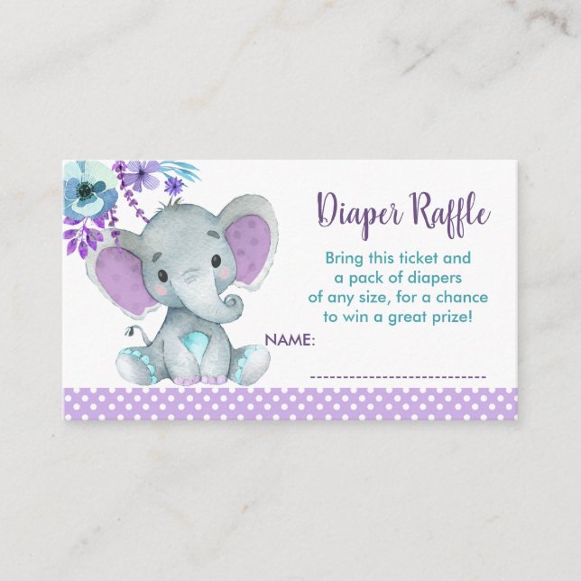 Carte D'accompagnement Bébé Elephant billet de tombola Genre Reveal (Devant)