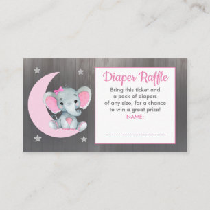 Carte D'accompagnement Bébé Elephant billet de tombola Moon Star Rose