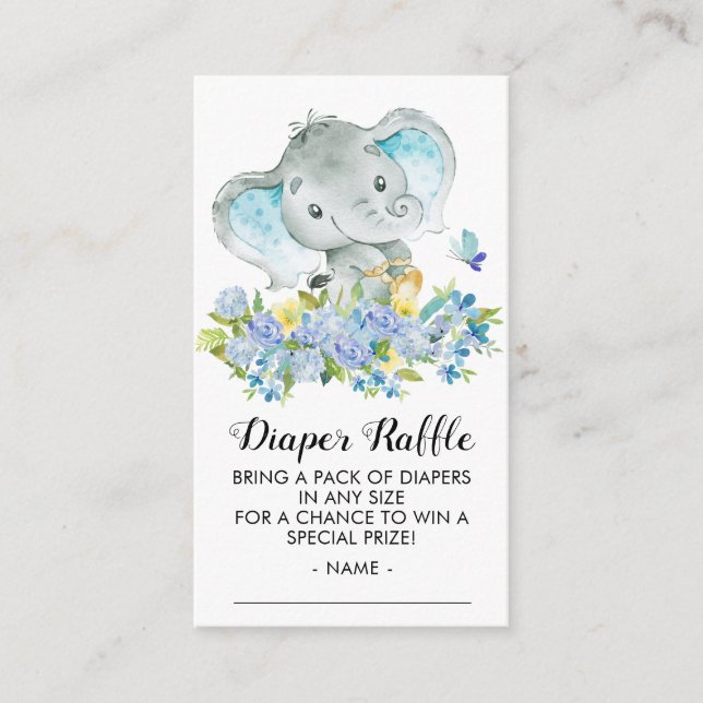 Carte D'accompagnement Bébé éléphant Garçons Douche Déchets Raffle Billet (Devant)