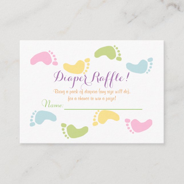 Carte D'accompagnement Bébé Empreintes Baby shower Déchets Raffle Billets (Devant)