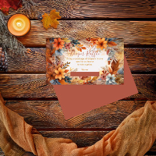 Carte D'accompagnement Bébé en Fleur Automne Floral Douche Déchets Raffle