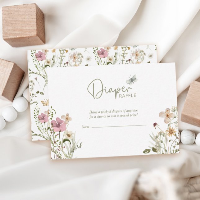 Carte D'accompagnement Bébé en fleur de couches Baby shower fille Raffle (Créateur téléchargé)