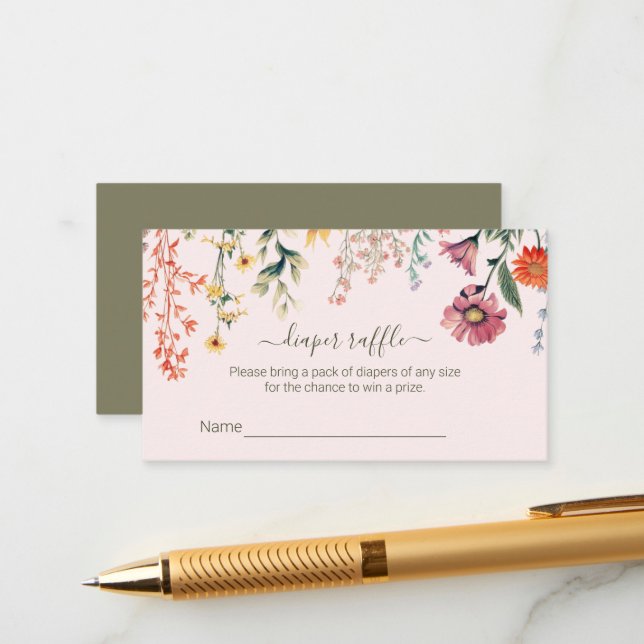 Carte D'accompagnement Bébé en fleur de couches Raffle Billets Enceinte (Devant/Arrière en situation)