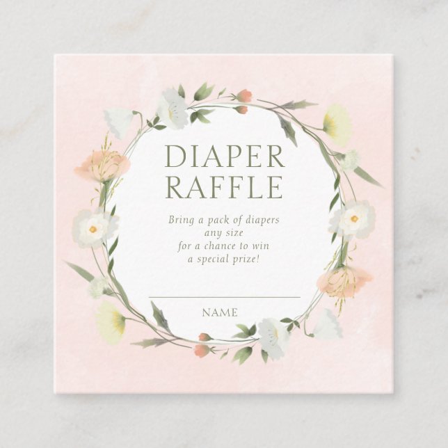 Carte D'accompagnement Bébé en Fleur Douche Déchets Raffle (Devant)