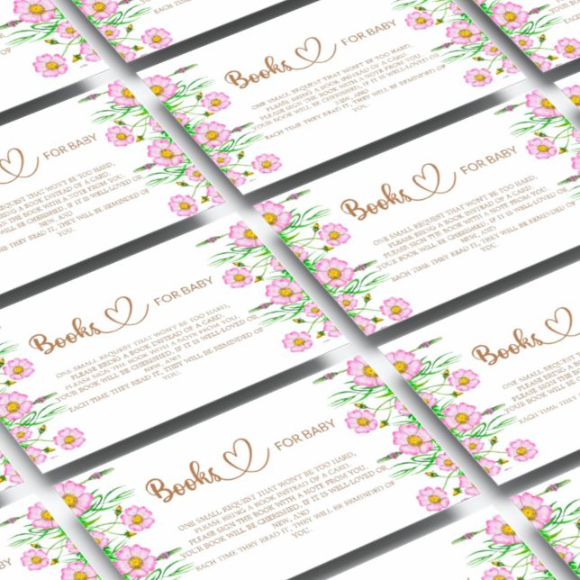 Carte D'accompagnement Bébé en fleurs livres de baby shower pour bébé (Créateur téléchargé)