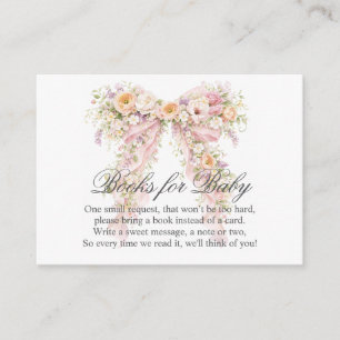 Carte D'accompagnement Bébé en fleurs Ruban Floral Fille Baby Shower Livr