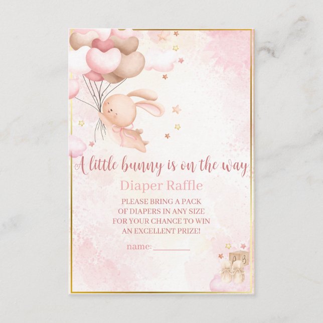 Carte D'accompagnement Bébé Fille Lapin Baby shower Déchets Raffle (Devant)