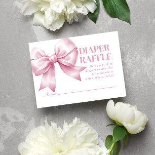 Carte D'accompagnement Bébé Fille Ruban Rose Élégant Loterie de Couches