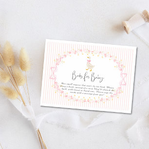 Carte D'accompagnement Bébé gingham coquette Canard Silly en nœud rose