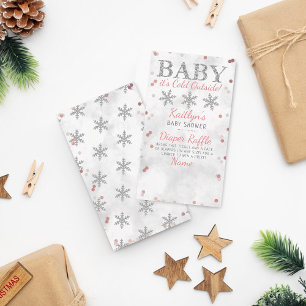Carte D'accompagnement Bébé Il fait froid dehors Filles Baby shower d'hiv