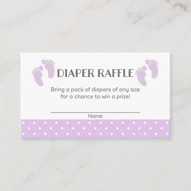 Carte D'accompagnement Bébé mauve pieds Baby shower Déchets Raffle Billet (Devant)