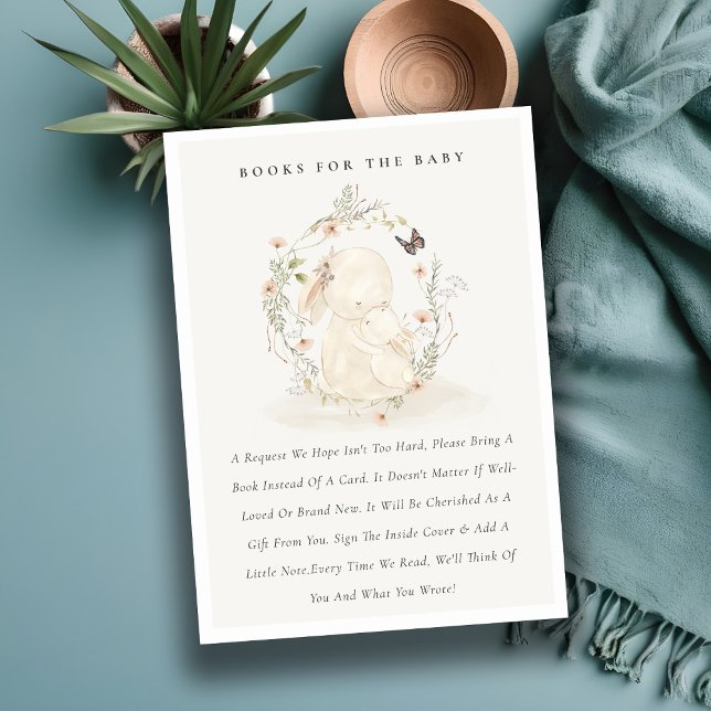 Carte D'accompagnement Bébé mignon Mum Bunny Livres Floraux Pour Baby sho (Créateur téléchargé)