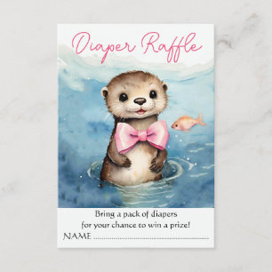 Carte D'accompagnement Bébé Otter Fille Baby shower Déchets Raffle