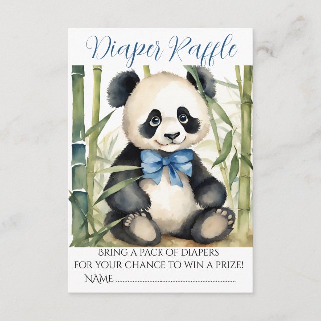 Carte D'accompagnement Bébé Panda Ours Garçon Baby shower Déchets Raffle (Devant)