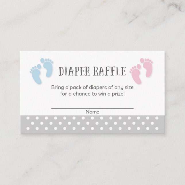 Carte D'accompagnement Bébé Pieds Baby shower Déchets Raffle Billets (Devant)