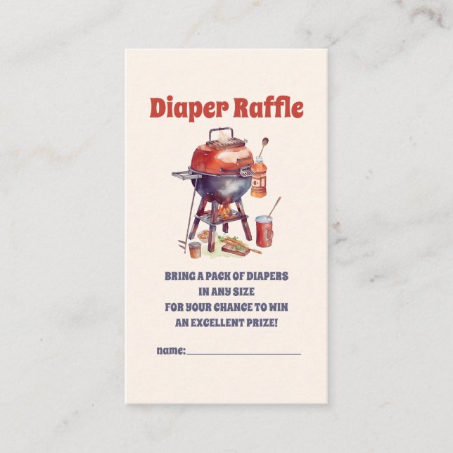 Carte D'accompagnement Bébé Q Baby shower DIAPER RAFFLE (Devant)