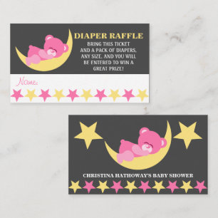 Carte D'accompagnement Bébé rose Dormir Fille Ours Déchets Raffle Billets