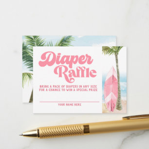 Carte D'accompagnement Bébé rose rétro à bord Surf Déchets Raffle