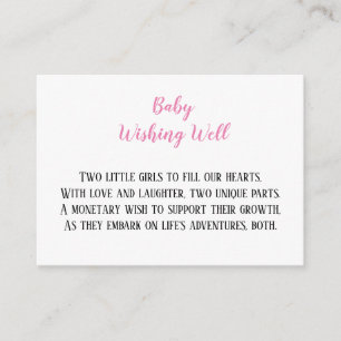 Carte D'accompagnement Bébé rose Twin Girls Souhaitant bien Baby shower