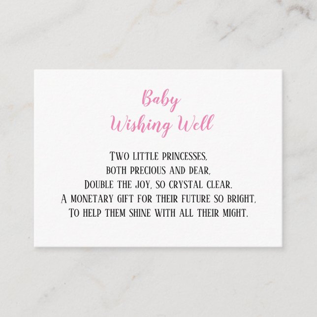 Carte D'accompagnement Bébé rose Twin Girls Souhaitant bien Baby shower (Devant)