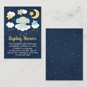 Carte D'accompagnement Bébé Shower Eléphant Jaune et Marine