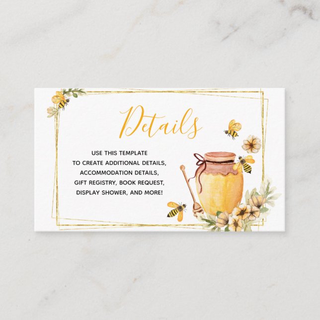 Carte D'accompagnement Bee Botanical Details Baby shower Insérer une cart (Devant)