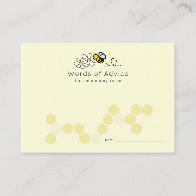 Carte D'accompagnement Bee Daisy Yellow Baby shower (Devant)
