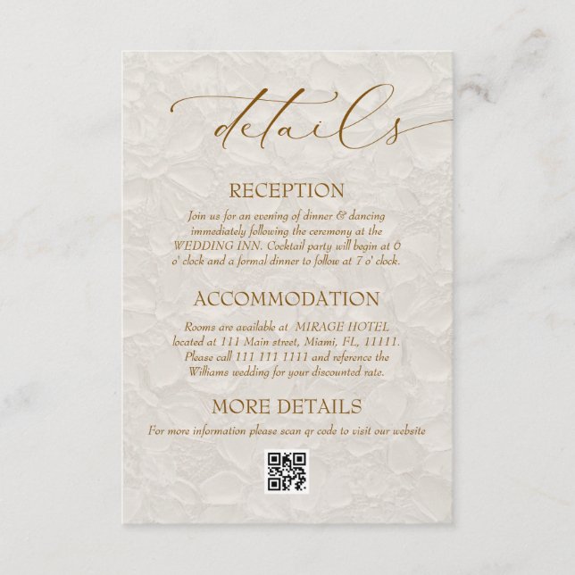 Carte D'accompagnement Beige Brown MInimal Elegant Wedding Détails (Devant)