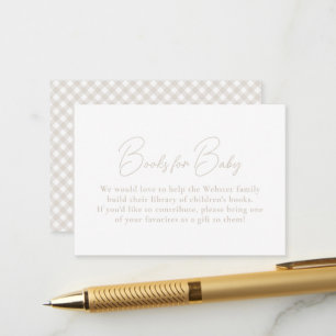 Carte D'accompagnement Beige en vichy livres neutres simples pour le baby