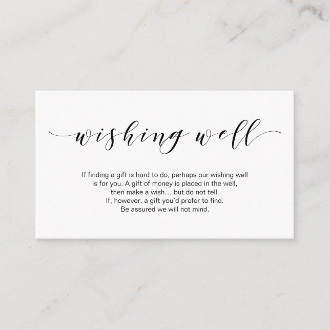 Carte D'accompagnement Belle Elégance, en Noir, Mariage Wishing Well (Devant)