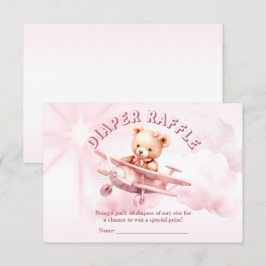 Carte D'accompagnement Belle fille Bébé Ours Pilote Avion Rose Belle