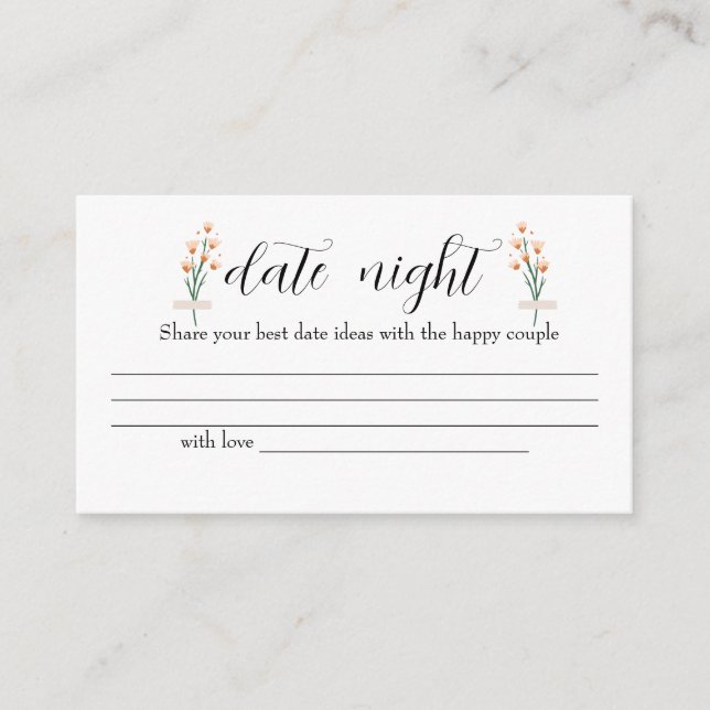 Carte D'accompagnement Belle Fleur sauvage rose Date idées de nuit. Date  (Devant)