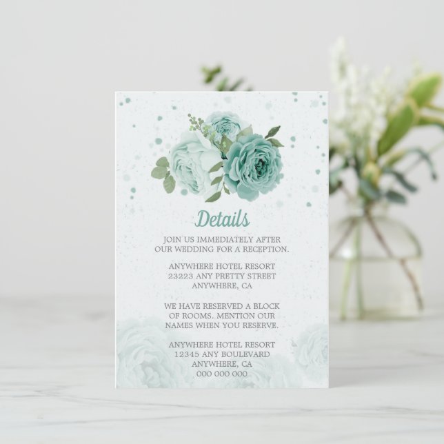 Carte D'accompagnement belle fleurs bleues verdure botanique (Debout devant)