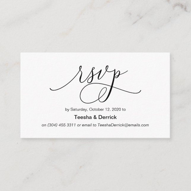 Carte D'accompagnement Belle Rose noire romance moderne, Mariage RSVP (Devant)