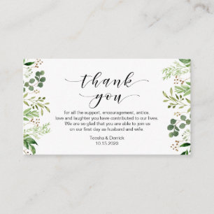 Carte D'accompagnement Belle verdure élégante, Merci Mariage