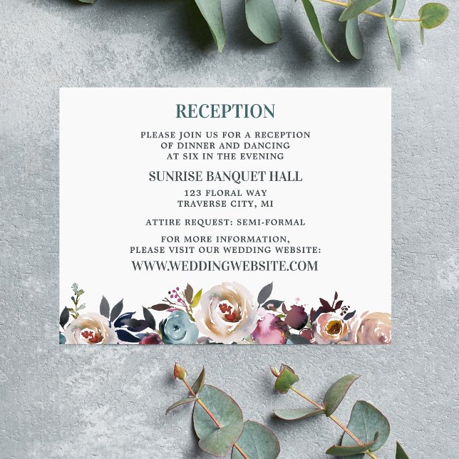 Carte D'accompagnement Belles fleurs Floral Spring Pastel Turquoise (Créateur téléchargé)