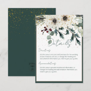 Carte D'accompagnement Berries Rustiques Winter Floral Détails du Mariage