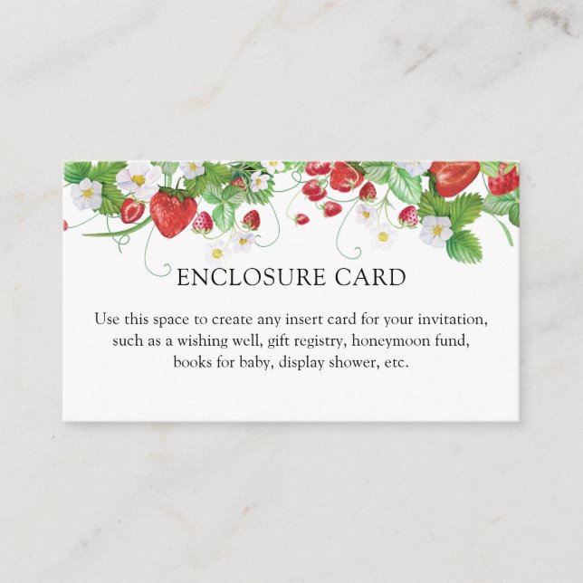 Carte D'accompagnement Berry fraise Baby shower sucré (Devant)