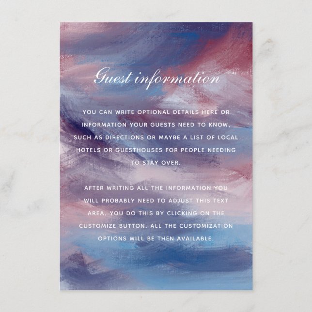 Carte D'accompagnement Berrypink violet bleu Mariage artistique Insérer c (Devant)
