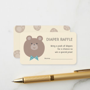 Carte D'accompagnement Beurre Cute Garçon Baby shower Déchets Raffle Bill