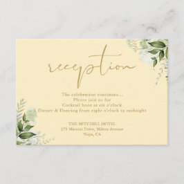 Carte D'accompagnement Beurre Jaune Greenery Réception de mariage